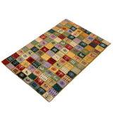 ペルシャ絨毯 ギャッベ 50x80cm 玄関マット カラフル 手織りラグ