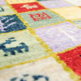 ペルシャ絨毯 ギャッベ 50x80cm 玄関マット カラフル 手織りラグ