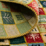 ペルシャ絨毯 ギャッベ 50x80cm 玄関マット カラフル 手織りラグ
