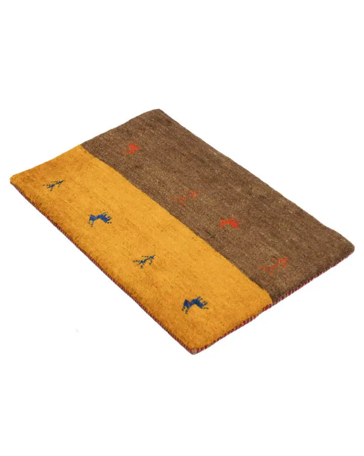 ペルシャ絨毯 ギャッベ 50x80cm 玄関マット 手織りラグ シンプル
