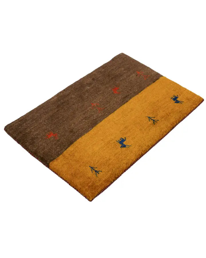 ペルシャ絨毯 ギャッベ 50x80cm 玄関マット 手織りラグ シンプル