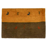 ペルシャ絨毯 ギャッベ 50x80cm 玄関マット 手織りラグ シンプル