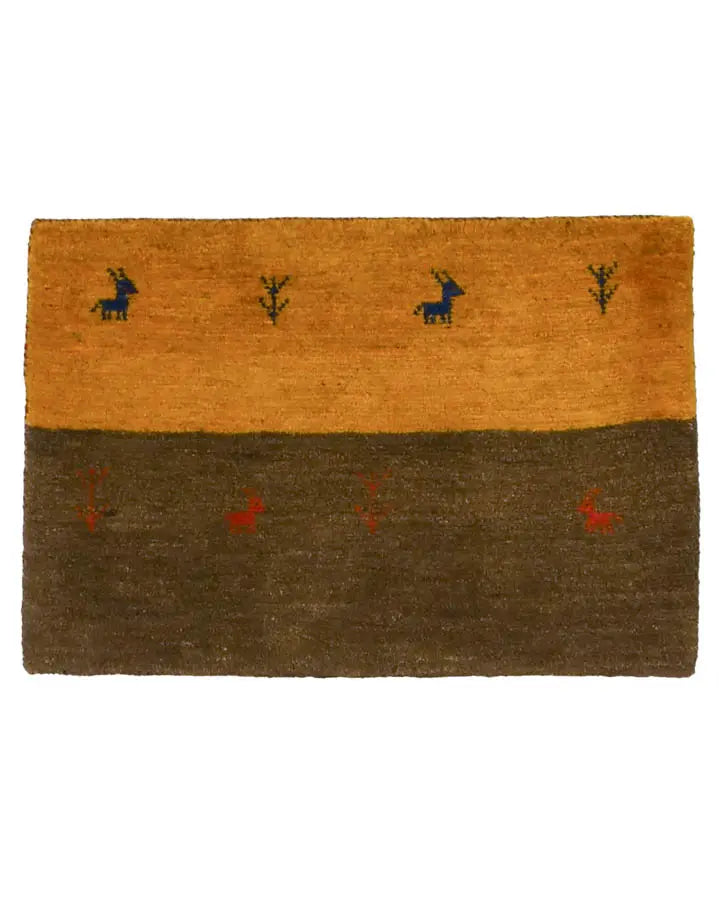ペルシャ絨毯 ギャッベ 50x80cm 玄関マット 手織りラグ シンプル