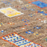 ペルシャ絨毯 ギャッベ 37x38cm 座布団 ウール100% 手織り ラグ 茶色 ブラウン