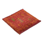 ペルシャ絨毯 ギャッベ 33x35cm 座布団 手織り ラグ 赤 レッド