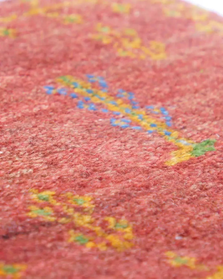 ペルシャ絨毯 ギャッベ 33x35cm 座布団 手織り ラグ 赤 レッド