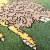 シーラーズ産の手織りライオンギャッベ(50×50cm)。勇気と守護を象徴するライオン文様を織り込んだ上質ウール製のペルシャ絨毯。