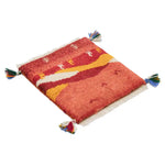 ペルシャ絨毯 ギャッベ 39x40cm 座布団 赤 夕日 手織りラグ