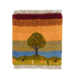 ペルシャ絨毯 ギャッベ 座布団サイズ 約36×38cm 生命の樹と自然の風景デザイン