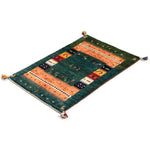 ギャッベ ペルシャ絨毯 緑