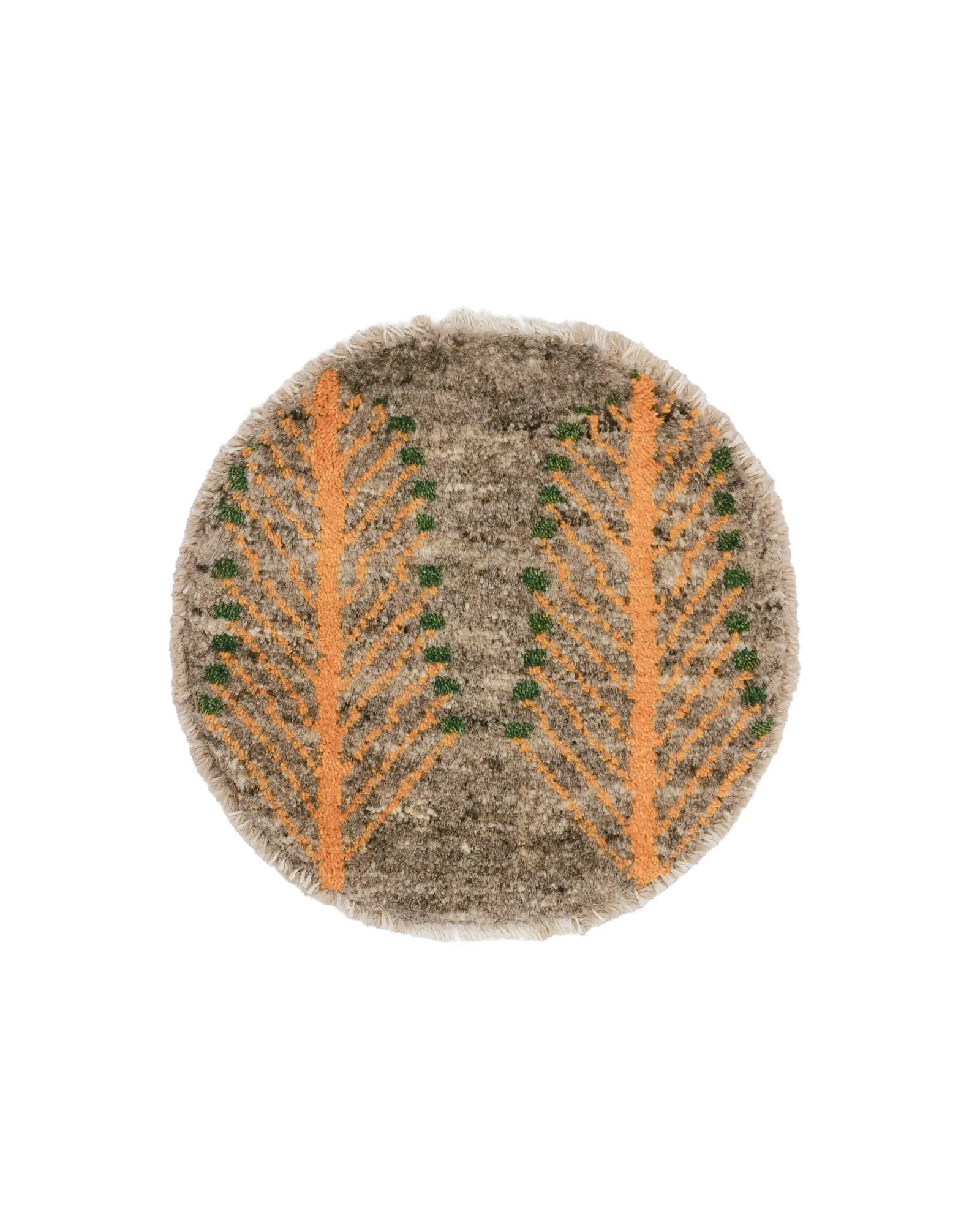 ペルシャ絨毯 ギャッベ 円形 座布団 38x39cm ナチュラル