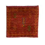 ペルシャ絨毯 ギャッベ 33x35cm 座布団 手織り ラグ 赤 レッド