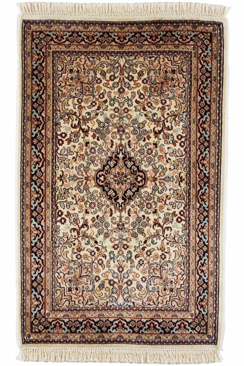 ペルシア絨毯(カシミールシルク絨毯)49✖️56(68ふさ込み) 【公式 ペルシア絨毯(カシミールシルク絨毯)49✖️56(68ふさ込み) 【公式