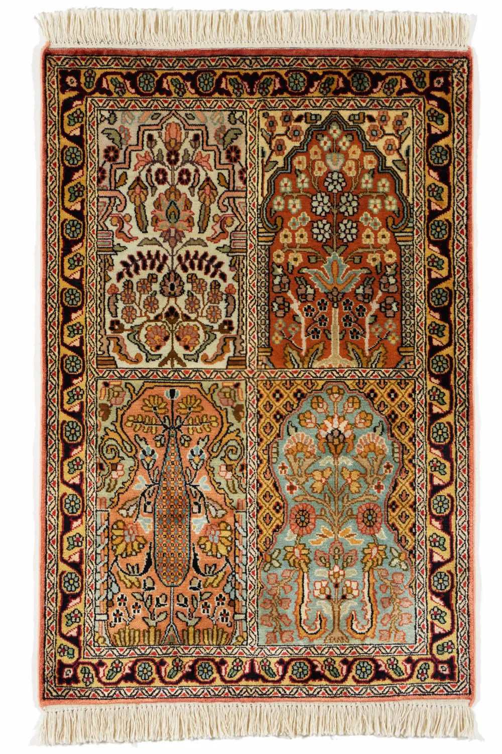 カシミール絨毯 シルク 約60cm x 91cm|SATHI RUGS カシミール絨毯 シルク 約60cm x 91cm|SATHI RUGS