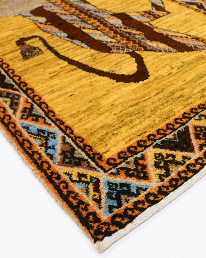 ライオンギャッベ 80x122cm ペルシャ絨毯 玄関マット 手織り