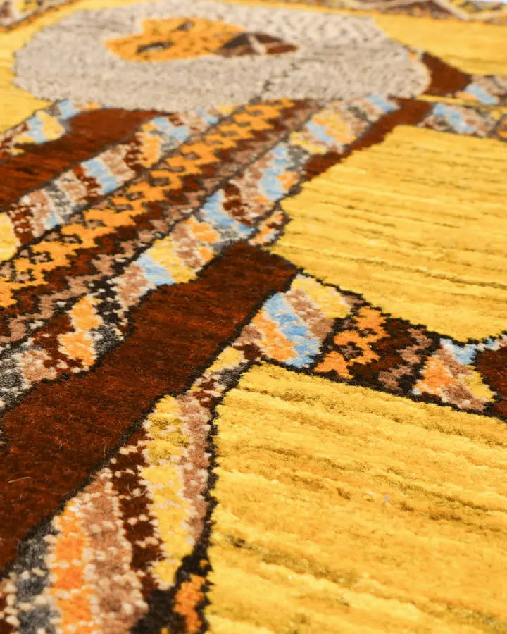 ライオンギャッベ 80x122cm ペルシャ絨毯 玄関マット 手織り