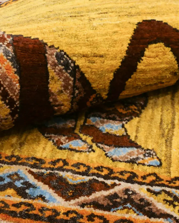 ライオンギャッベ 80x122cm ペルシャ絨毯 玄関マット 手織り