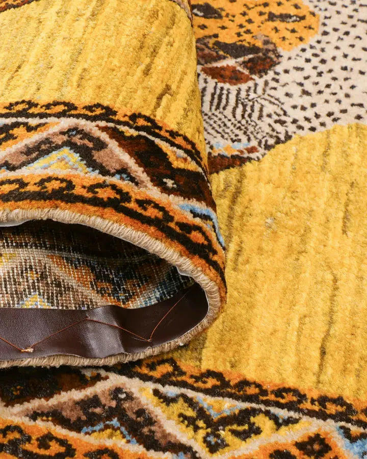 ライオンギャッベ 80x122cm ペルシャ絨毯 玄関マット 手織り