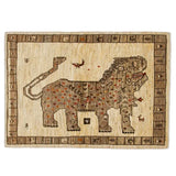 ペルシャ絨毯 ライオンギャッベ 84x120cm 手織りラグ ナチュラル 玄関マット