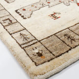 ペルシャ絨毯 ライオンギャッベ 84x120cm 手織りラグ ナチュラル 玄関マット
