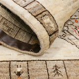 ペルシャ絨毯 ライオンギャッベ 84x120cm 手織りラグ ナチュラル 玄関マット