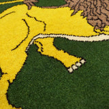 ペルシャ絨毯 ライオンラグ 50x50cm 手織り 緑 グリーン