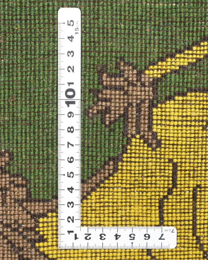 ペルシャ絨毯 ライオンラグ 50x50cm 手織り 緑 グリーン