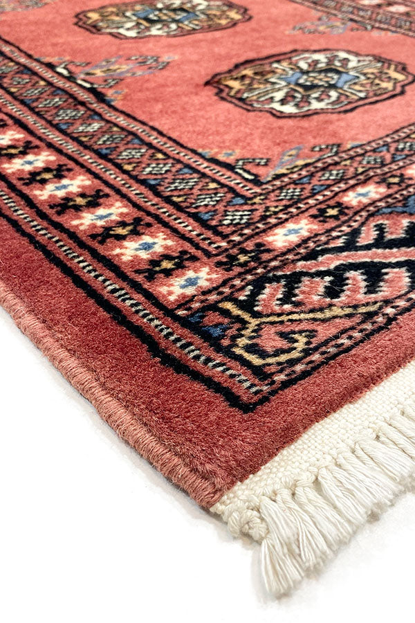 ピンクの絨毯(50x104cm)パキスタンラグ 手織り【絨毯専門店】