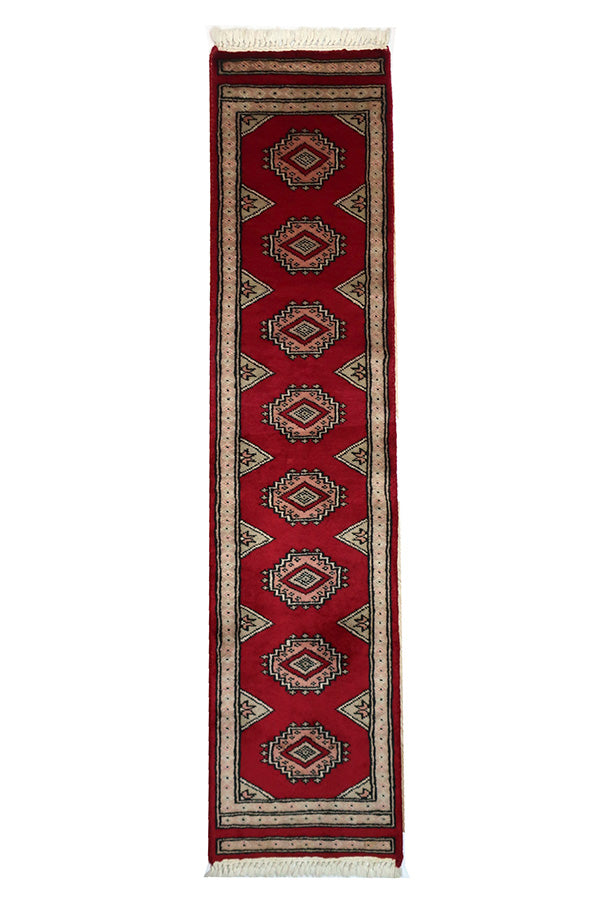 パキスタン絨毯(30x123cm)赤 廊下敷き ランナー ラグ【絨毯専門店】