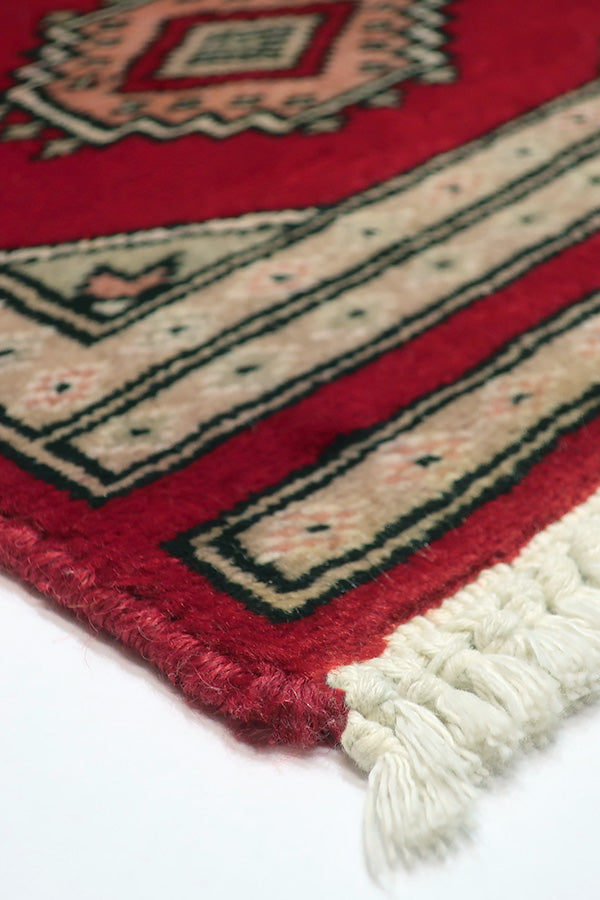 パキスタン絨毯(30x123cm)赤 廊下敷き ランナー ラグ【絨毯専門店】