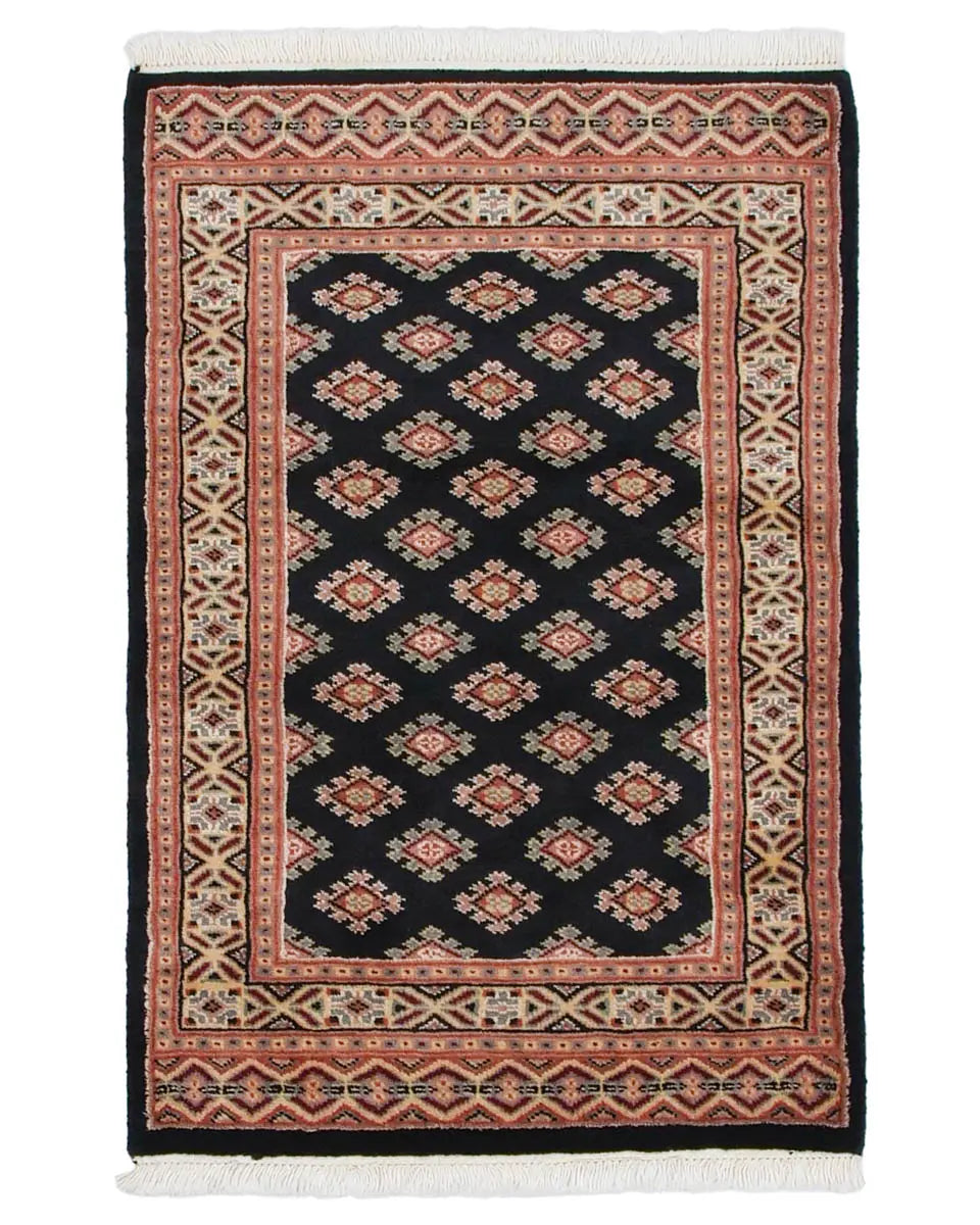 パキスタン絨毯 玄関マット(64x95cm)黒 ペルシャ 手織り パキスタン絨毯 玄関マット(64x95cm)黒 ペルシャ 手織り