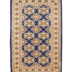 パキスタン絨毯 玄関マット 手織りラグ ブルー 青
