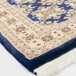 パキスタン絨毯 玄関マット 手織りラグ ブルー 青