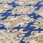 パキスタン絨毯 玄関マット 手織りラグ ブルー 青