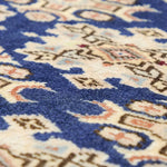 パキスタン絨毯 玄関マット 手織りラグ ブルー 青