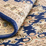 パキスタン絨毯 玄関マット 手織りラグ ブルー 青