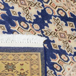 パキスタン絨毯 玄関マット 手織りラグ ブルー 青