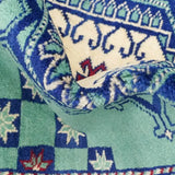 パキスタン絨毯 140x184cm ターコイズグリーン 手織りラグ