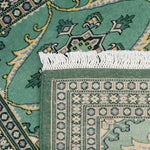 インテリアを彩るパキスタン絨毯 ラホール産 グリーンの手織りラグ
