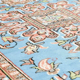 パキスタン絨毯 124x184cm 手織りラグ 水色 スカイブルー