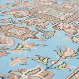 パキスタン絨毯 124x184cm 手織りラグ 水色 スカイブルー