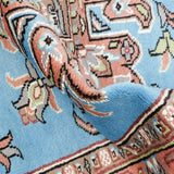 パキスタン絨毯 124x184cm 手織りラグ 水色 スカイブルー