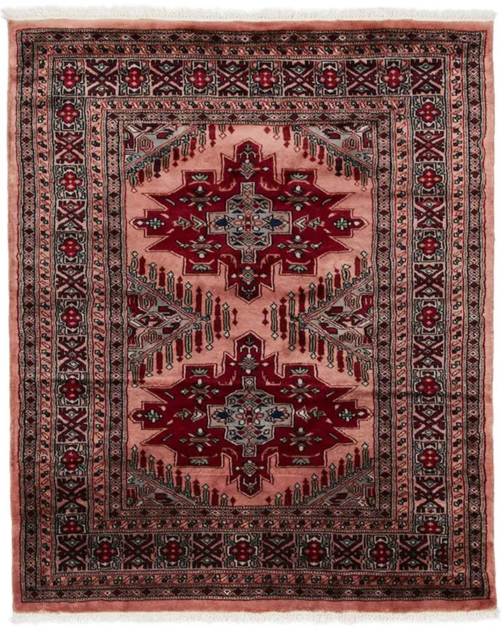 パキスタン絨毯 約123cm x 146cm ピンク