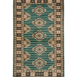 パキスタン絨毯 72×115cm|ウール・幾何学模様×ストライプ モダン ラグ 手織り 玄関マット