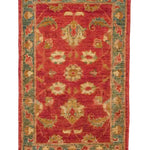 手織りパキスタン絨毯 約60cm x 90cm 玄関マット 赤 オレンジ