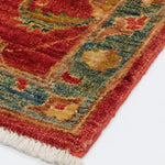 手織りパキスタン絨毯 約60cm x 90cm 玄関マット 赤 オレンジ