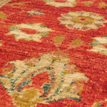 手織りパキスタン絨毯 約60cm x 90cm 玄関マット 赤 オレンジ