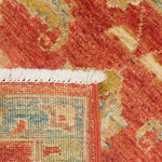 手織りパキスタン絨毯 約60cm x 90cm 玄関マット 赤 オレンジ