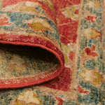 手織りパキスタン絨毯 約60cm x 90cm 玄関マット 赤 オレンジ