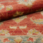 手織りパキスタン絨毯 約60cm x 90cm 玄関マット 赤 オレンジ